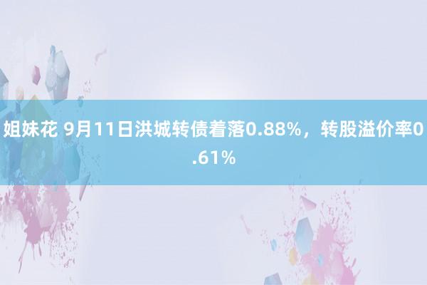 姐妹花 9月11日洪城转债着落0.88%，转股溢价率0.61%