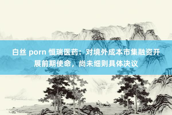 白丝 porn 恒瑞医药：对境外成本市集融资开展前期使命，尚未细则具体决议