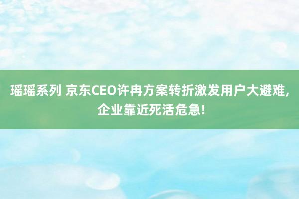 瑶瑶系列 京东CEO许冉方案转折激发用户大避难， 企业靠近死活危急!