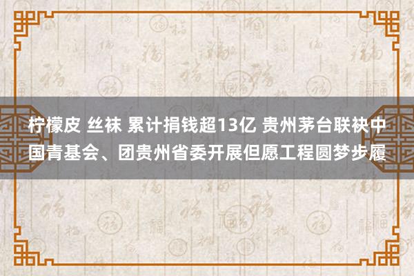 柠檬皮 丝袜 累计捐钱超13亿 贵州茅台联袂中国青基会、团贵州省委开展但愿工程圆梦步履