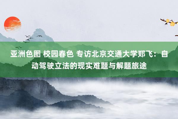 亚洲色图 校园春色 专访北京交通大学郑飞：自动驾驶立法的现实难题与解题旅途