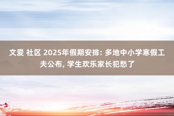 文爱 社区 2025年假期安排: 多地中小学寒假工夫公布， 学生欢乐家长犯愁了