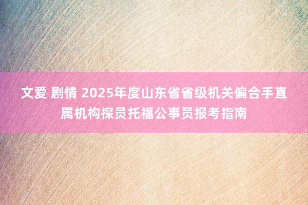 文爱 剧情 2025年度山东省省级机关偏合手直属机构探员托福公事员报考指南