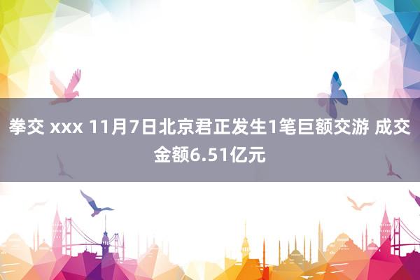 拳交 xxx 11月7日北京君正发生1笔巨额交游 成交金额6