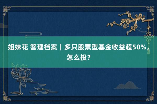 姐妹花 答理档案｜多只股票型基金收益超50%，怎么投？