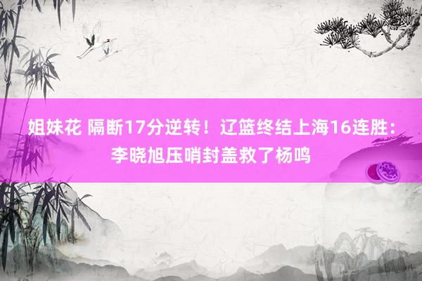 姐妹花 隔断17分逆转！辽篮终结上海16连胜：李晓旭压哨封盖救了杨鸣