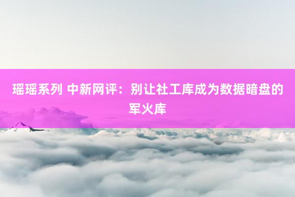 瑶瑶系列 中新网评：别让社工库成为数据暗盘的军火库